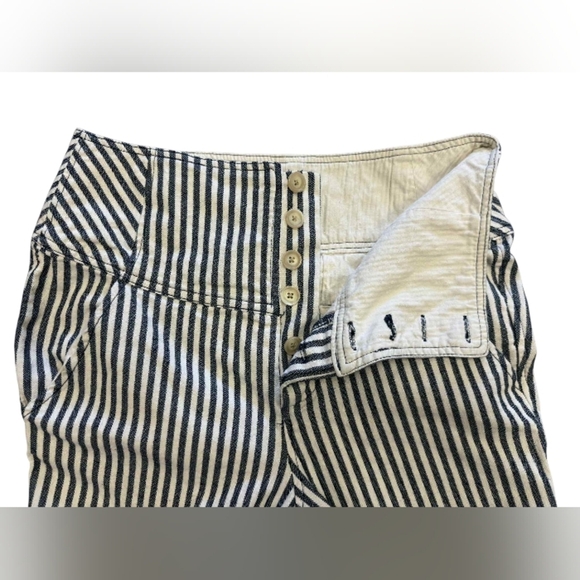 Free People Frankie High Rise Striped Skinny Size 8 Blue/Cream Women EUC - Picture 9 of 11